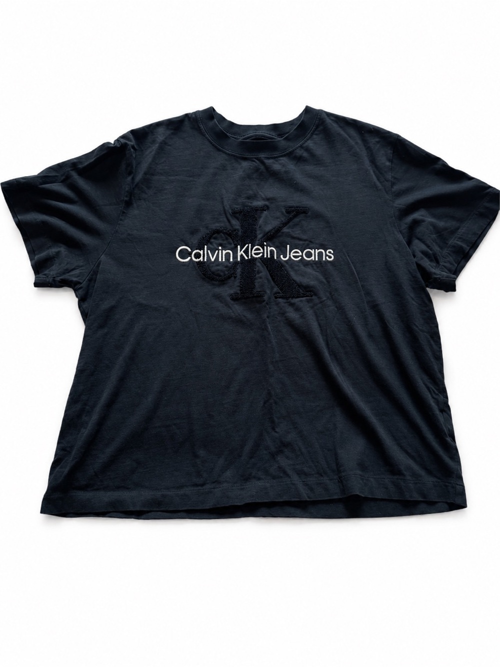 Calvin Klein Jeans Black Crewneck Tee with White Label Print